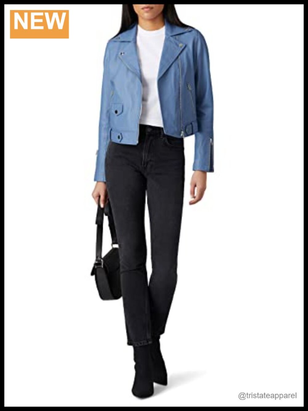 Classic Leather Moto Jacket with Zip Closure